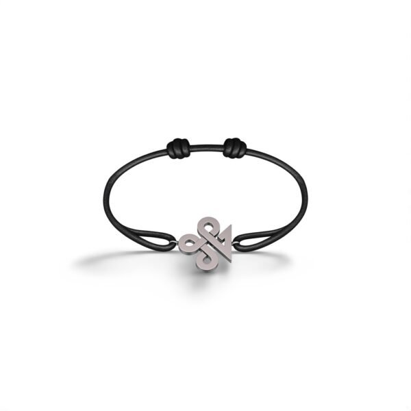 Bracelet Trèfle sur cordon - Or Blanc